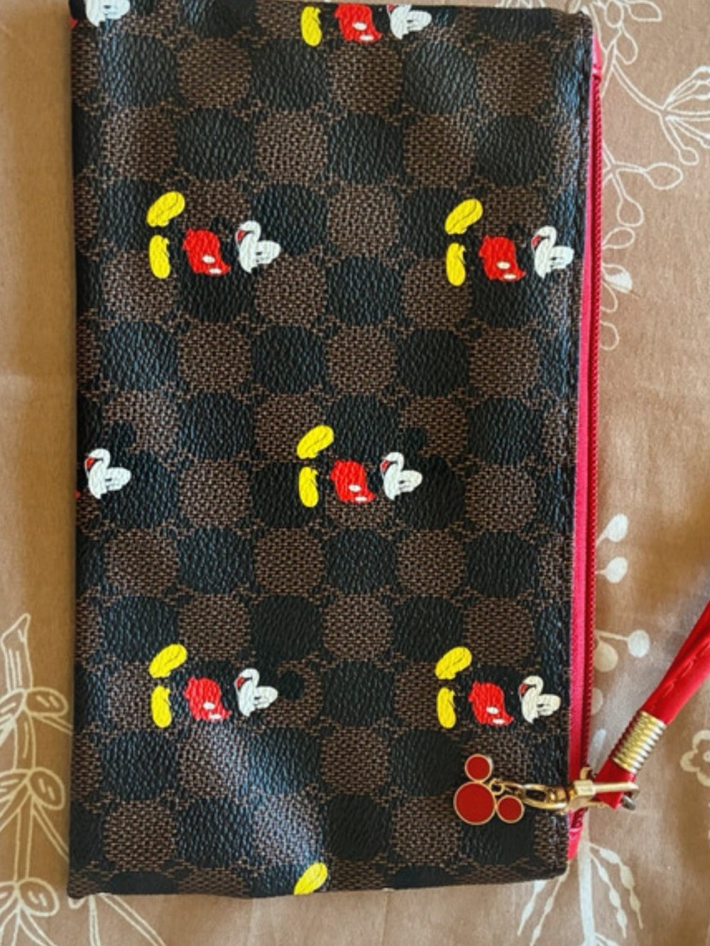 Really Cute Brown & Red Character Zip Wristlet - Unbranded